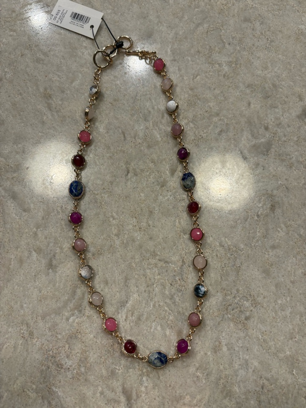 Chico's Gold-Tone Multicolor Beaded Station Necklace